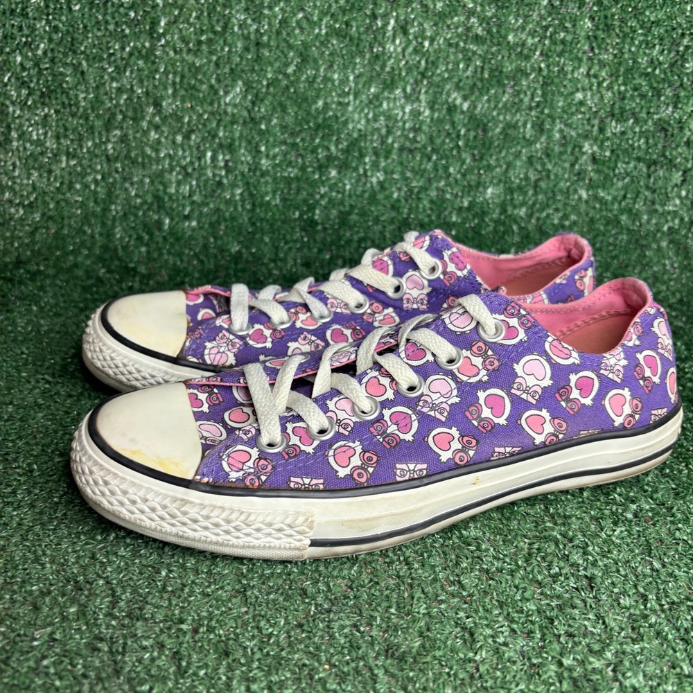 Converse Chuck Taylor All Star Owl Print Canvas Low Top Sneakers Purple Womens 9 - Picture 3 of 9
